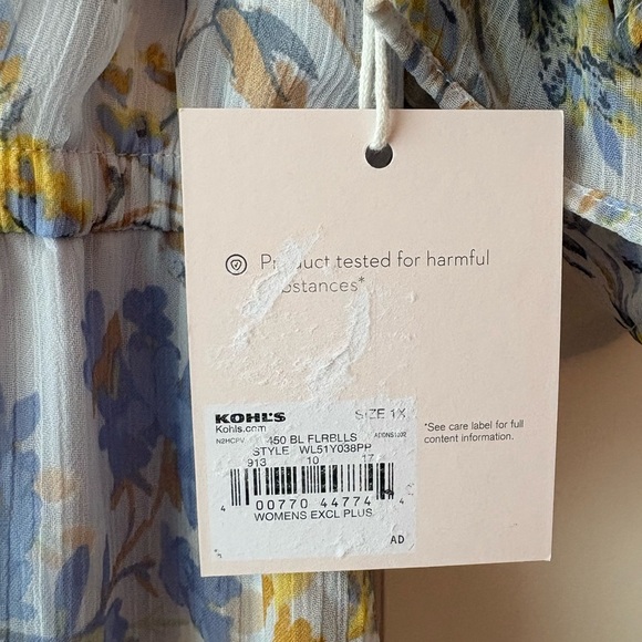 LC Lauren Conrad Blue & Yellow Floral Ruffled Maxi Dress Size 1X - Picture 8 of 14